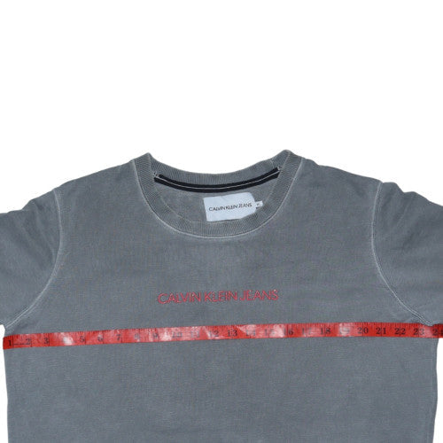 Calvin Klein Jeans Women's Grey Pullover Sweatshirt XL Logo Crew Neck