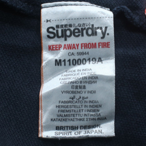 Superdry Men's Black Slim Fit Polo Shirt Size M Embroidered