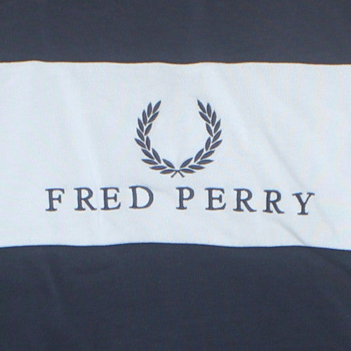 Fred Perry Men's Blue Crew Neck Logo Sweatshirt Size L