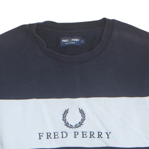 Fred Perry Men's Blue Crew Neck Logo Sweatshirt Size L