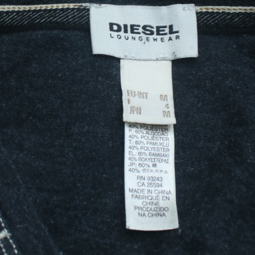 Diesel Men Navy V-Neck Long Sleeve T-Shirt Size M Cotton Blend
