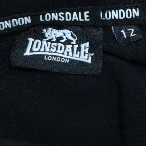Lonsdale London Black Womens Sweatshirt Size 12 Crew Neck Pullover