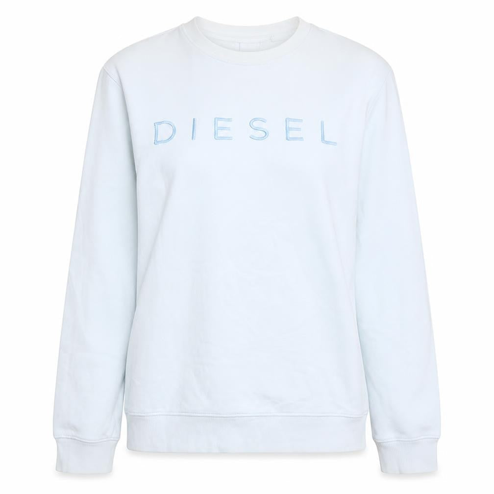 Diesel Women's White Cotton Blend Logo Pullover Sweatshirt L