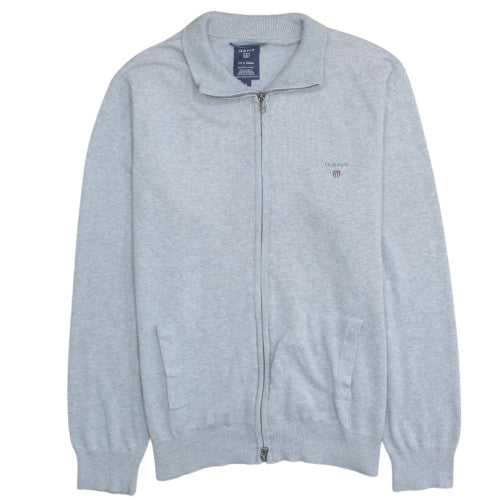GANT Men's Grey Cotton Full Zip Jumper M Regular Fit