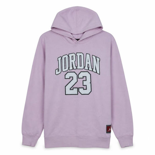 Front view of Jordan girls’ pink hoodie xl 13-15 years pullover graphic hooded sweatshirt