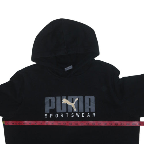 Puma Mens Black L Pullover Hoodie Sportswear Logo Hooded Sweatshirt