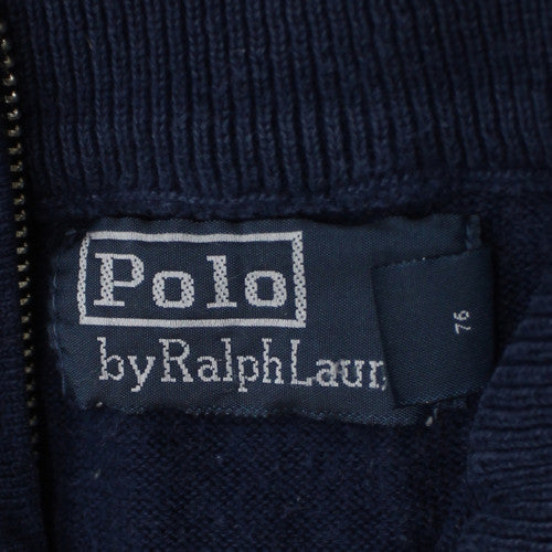 Polo Ralph Lauren Men's Navy Cotton Half Zip Jumper Size L