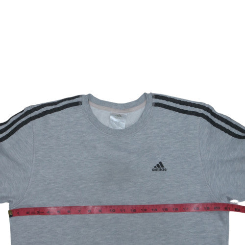 Adidas Mens Grey Crew Neck Sweatshirt Long Sleeve Classic Fit