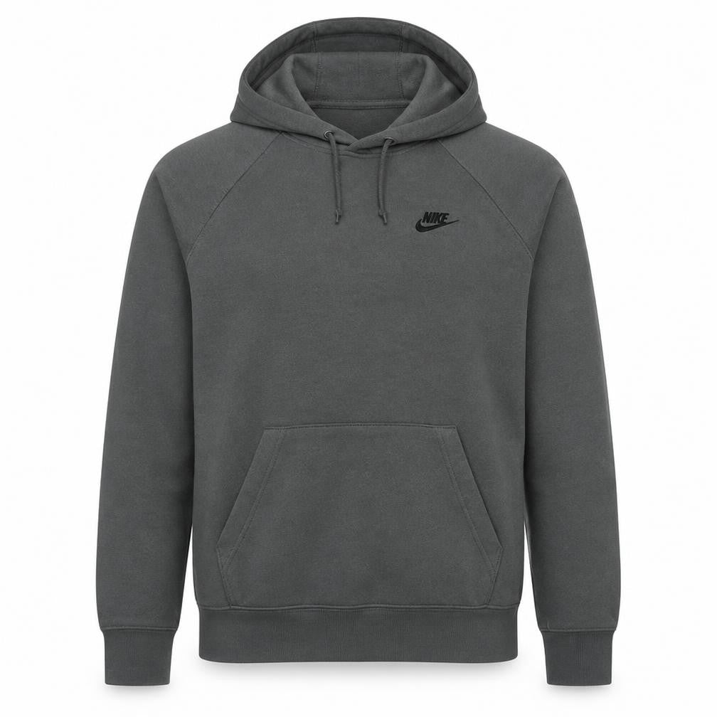 Nike Men's Grey Pullover Hoodie M Regular Fit Fleece Logo