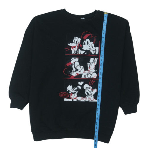 Disney Womens Black L Sweatshirt Mickey & Friends Cartoon Graphic Pullover