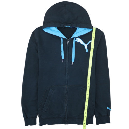 Puma Men's Black Full Zip Hoodie Size M with Blue Lining
