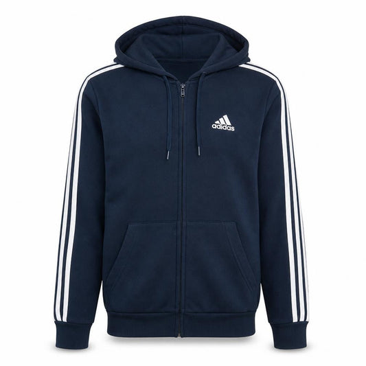 Adidas Mens Blue Full Zip Hoodie Medium Sports Fleece Sweatshirt