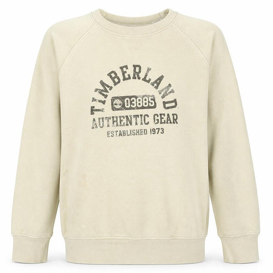 Timberland Men Beige Logo Pullover Sweatshirt M Regular Fit