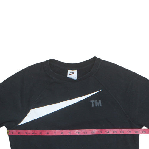 Nike Girls Black Sweatshirt L 13-14 Years Crew Neck Pullover Logo Fleece