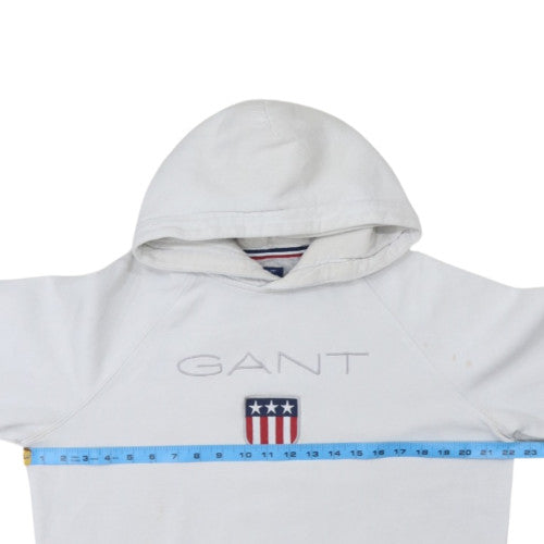 GANT Men's White Pullover Hoodie L Fleece Embroidered Logo
