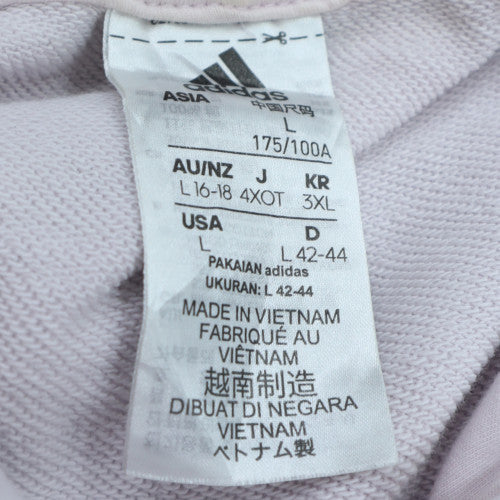 Adidas Womens Light Pink Pullover Hoodie Size L Cotton Blend