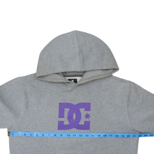 DC Men’s Grey XL Pullover Hoodie with Purple Logo Graphic Print