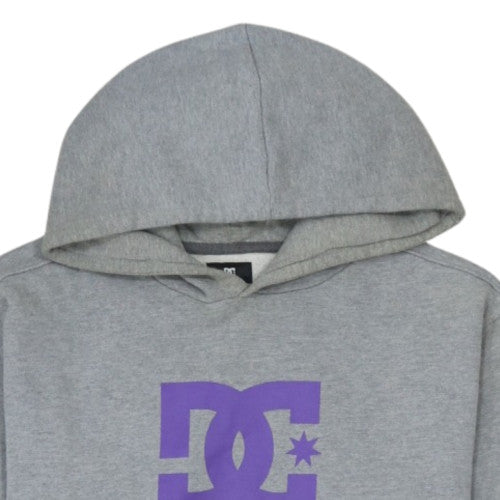 DC Men’s Grey XL Pullover Hoodie with Purple Logo Graphic Print