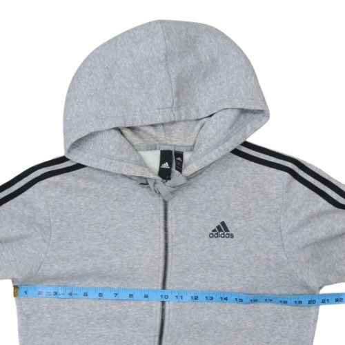 Adidas Men's Grey Full Zip Hoodie S Regular Fit Fleece Sweatshirt