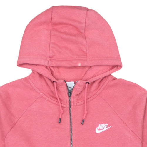 Nike Women's Pink Full Zip Hoodie L Soft Cotton Blend Casual