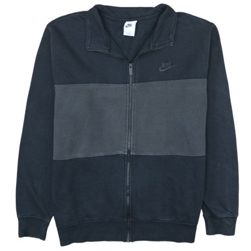 Nike Men's Black Full Zip Fleece Sweatshirt L Collared Regular Fit
