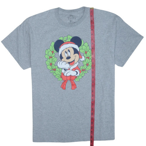 Disney Mickey Mouse Men's Grey Christmas T-Shirt XL Classic Fit