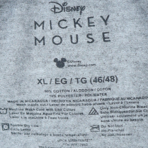 Disney Mickey Mouse Men's Grey Christmas T-Shirt XL Classic Fit