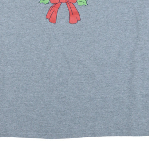 Disney Mickey Mouse Men's Grey Christmas T-Shirt XL Classic Fit