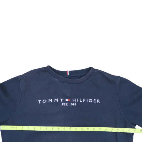 Tommy Hilfiger Boys Navy Sweatshirt Size 176 Classic Crew Neck Pullover