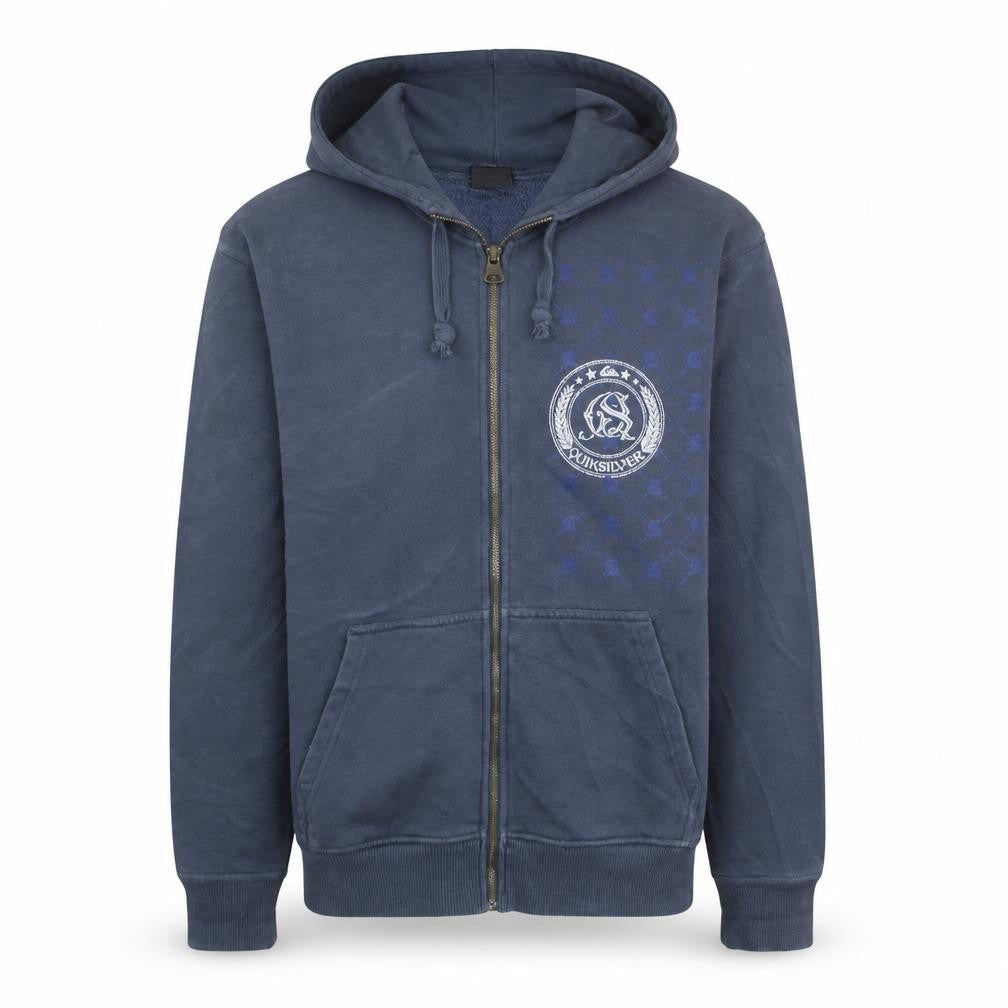 Quiksilver Men’s Blue Full Zip Hoodie M Regular Fit Cotton Blend