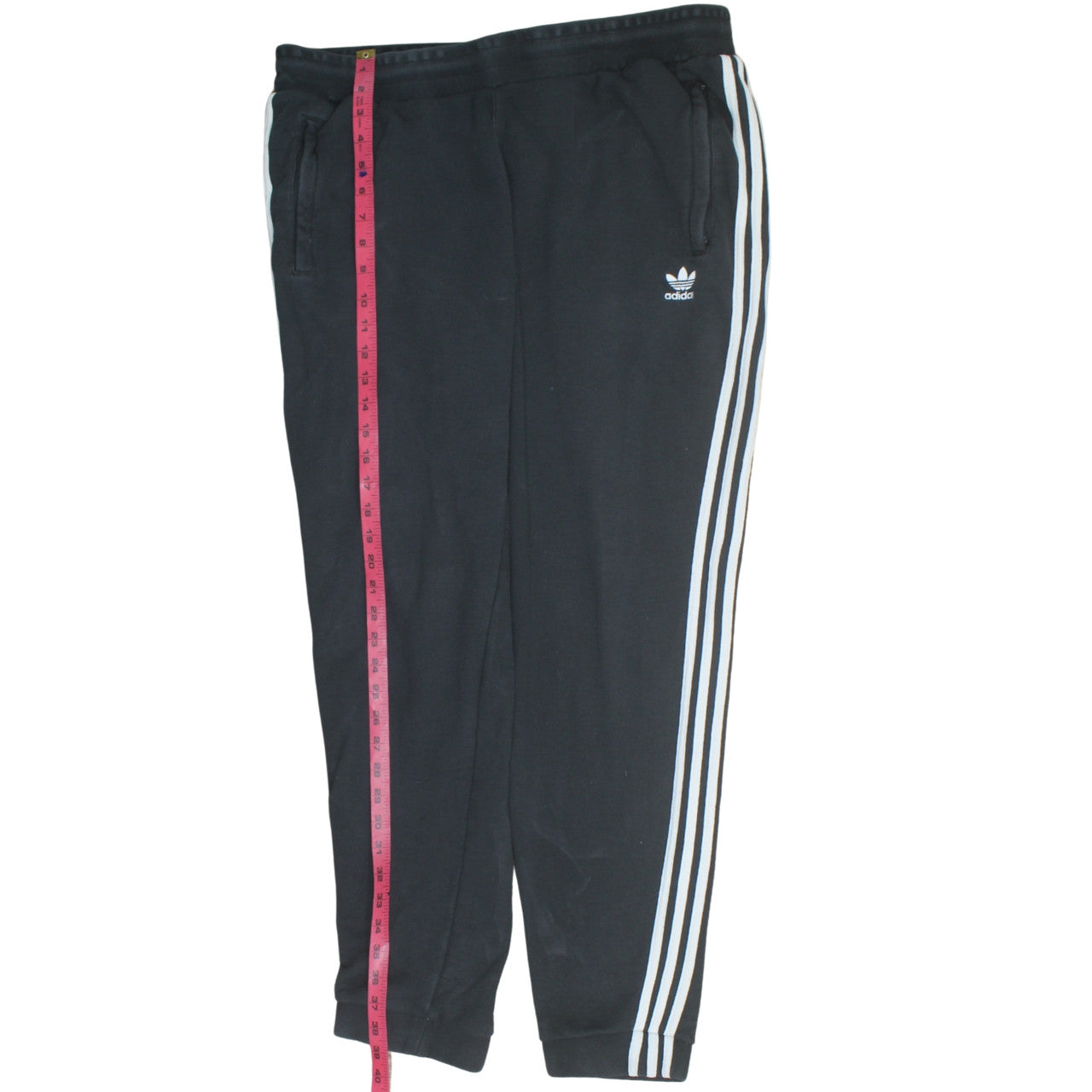 Adidas Mens Black XL Track Pants Tapered Striped Activewear