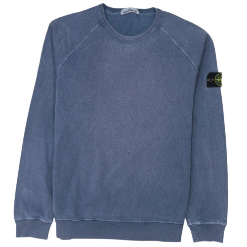 Stone Island Men Blue XL Cotton Crew Neck Logo Sweatshirt