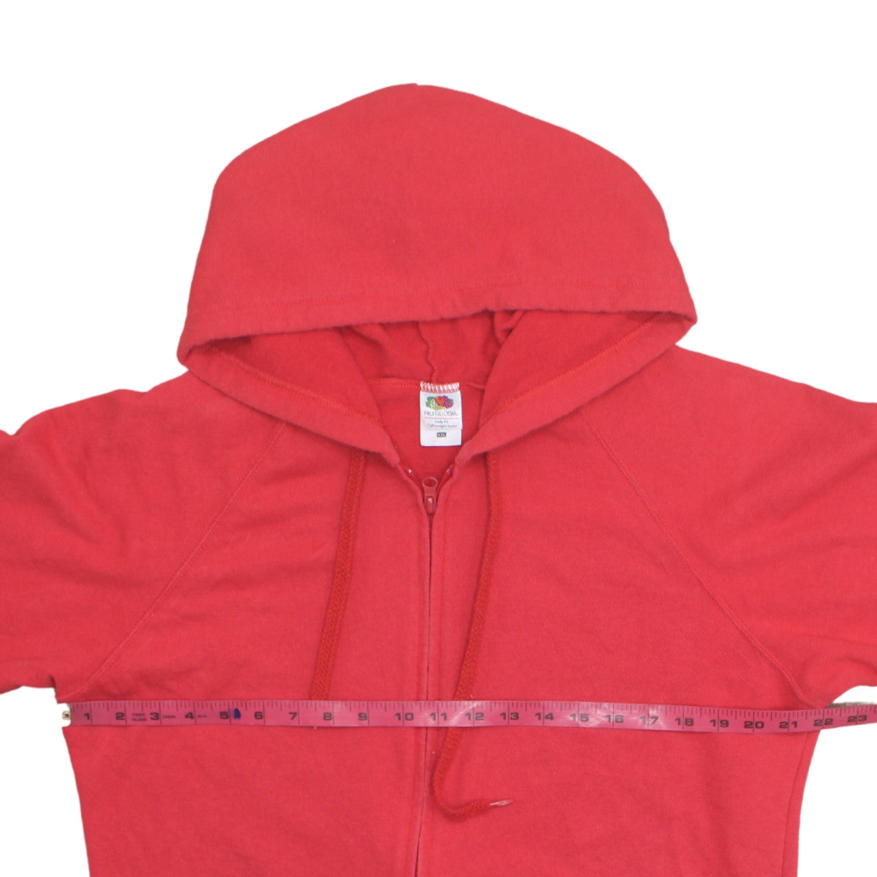 Fruit of the Loom Unisex Red Full Zip Hoodie 2XL Classic Fit