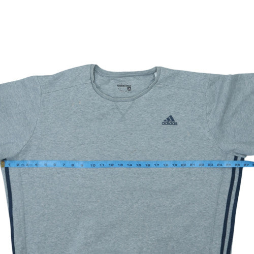 Adidas Mens Grey Crew Neck Pullover Sweatshirt Size L Sports Fleece