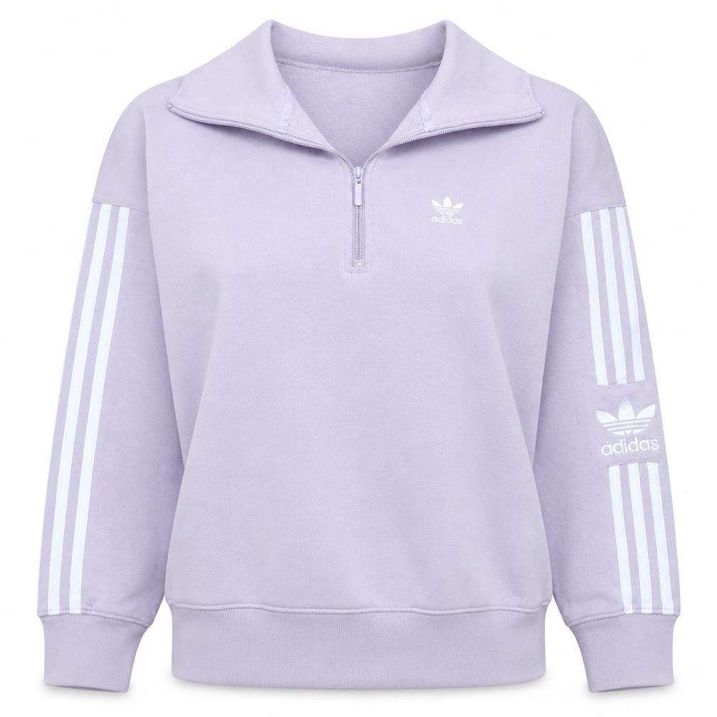 Adidas Women Lilac 1/2 Zip Sweatshirt Size 8 Classic Logo Pullover