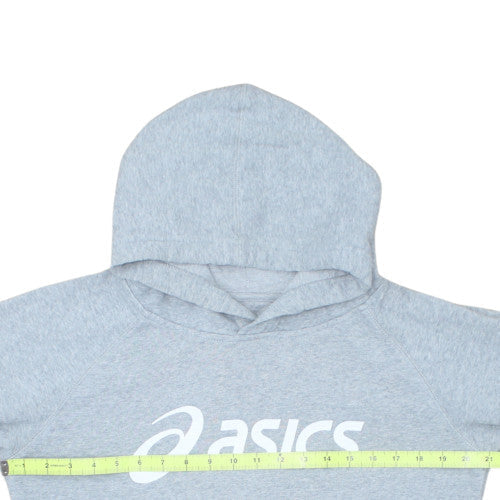 ASICS Women Grey Pullover Hoodie Medium Hooded Sweatshirt