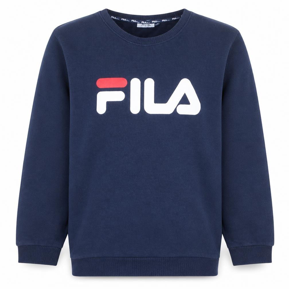 Fila Mens Blue Small Pullover Sweatshirt Logo Graphic