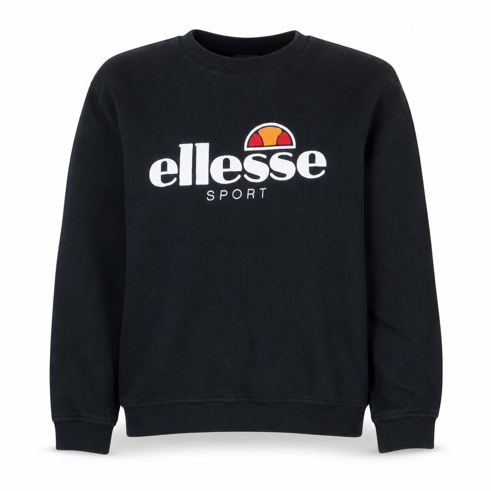 Ellesse Women Black Sport Logo Pullover Sweatshirt UK 16