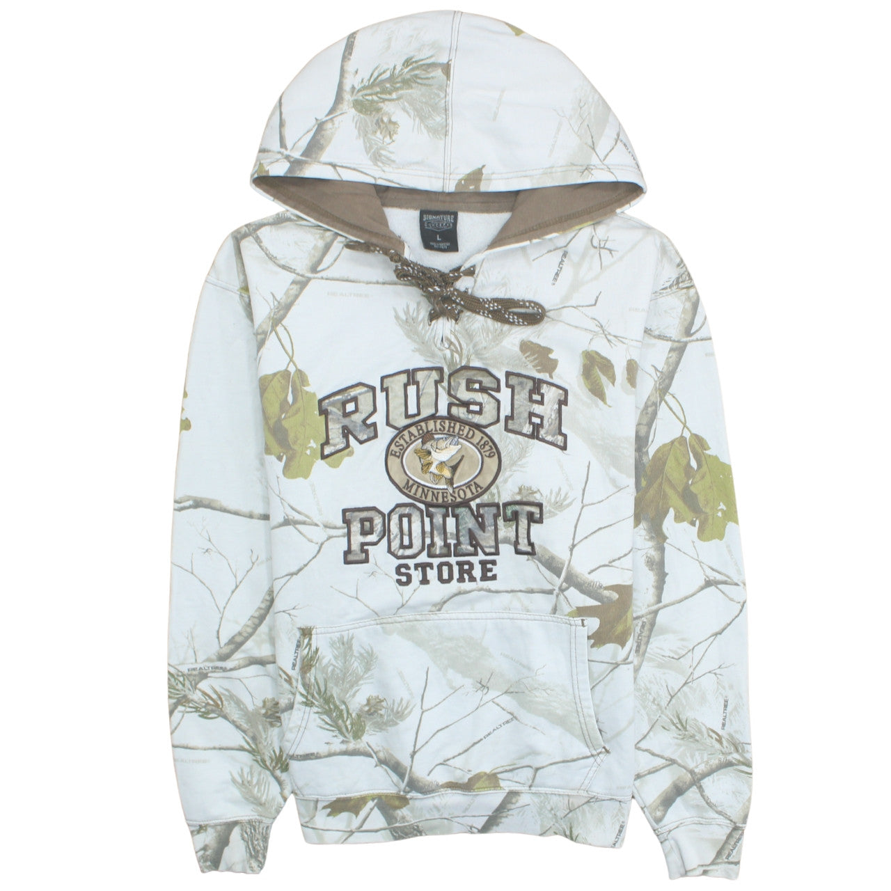 Signature Sportswear Mens White Camo Hoodie L Pullover Hunting Style