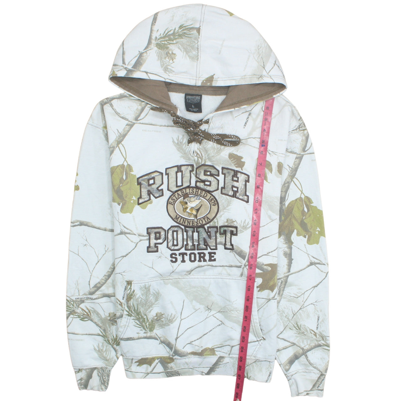 Signature Sportswear Mens White Camo Hoodie L Pullover Hunting Style