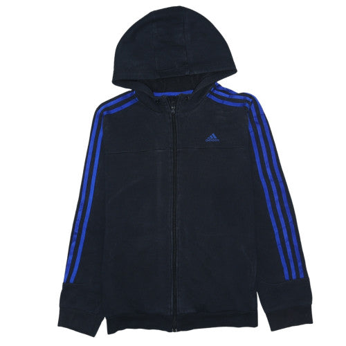Adidas Women's Black Blue Full Zip Hoodie L Hooded Sportswear Sweatshirt