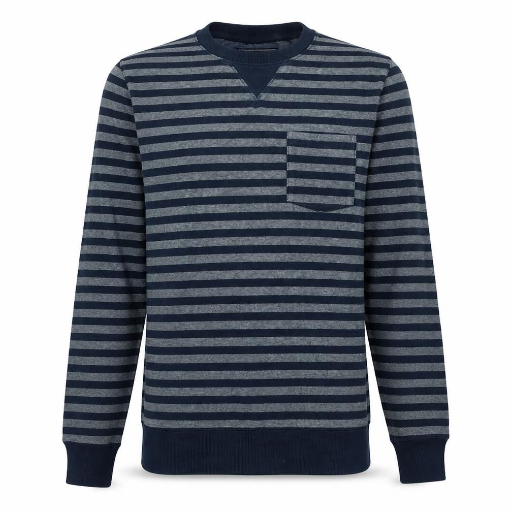 Tommy Hilfiger Men's Blue Striped Cotton Crew Neck Pullover Jumper Size S