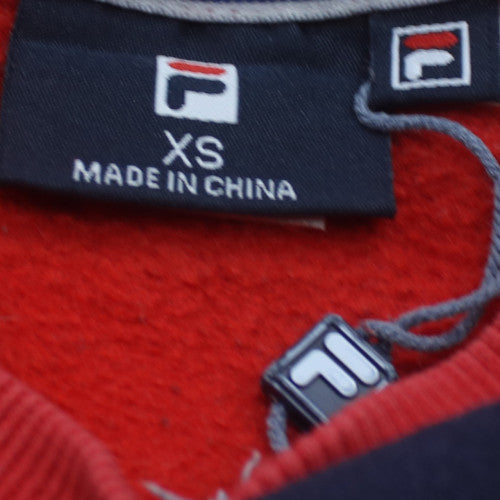 Fila Mens Red White Blue Logo Sweatshirt XS Crew Neck Pullover