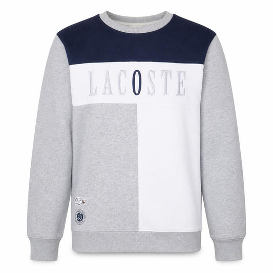Lacoste Men's Grey Crew Neck Logo Sweatshirt Size M