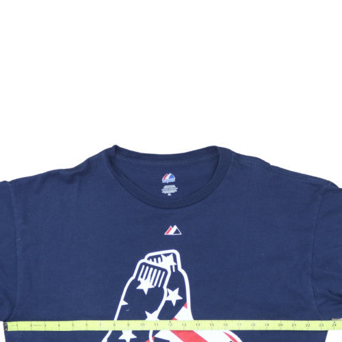 Majestic Men's Blue XL Crew Neck Graphic Sports T-Shirt