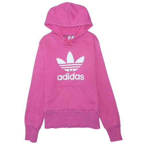 Adidas Womens Pink Pullover Hoodie Size 12 Cotton Logo Casual