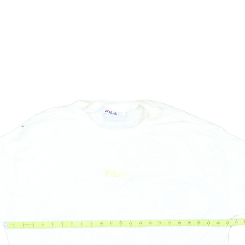 FILA Men’s White Cotton Crew Neck Pullover Sweatshirt Size L