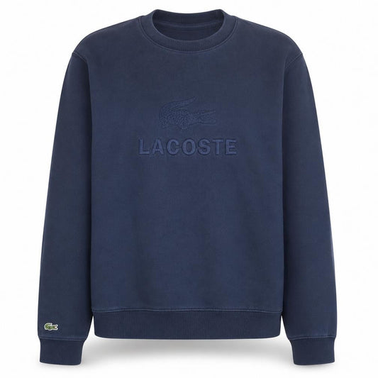 Lacoste Women's Navy Blue Cotton Logo Crew Neck Sweatshirt Size L