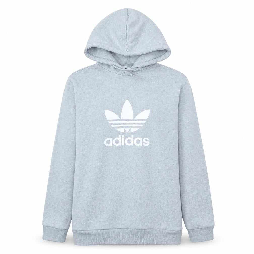 Adidas Womens Grey Pullover Hoodie Small Hooded Logo Sweatshirt