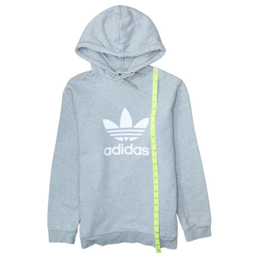 Adidas Womens Grey Pullover Hoodie Small Hooded Logo Sweatshirt